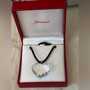 Very RARE BACCARAT glamour heart pendant, vintage clear crystal hearT🍃NIB